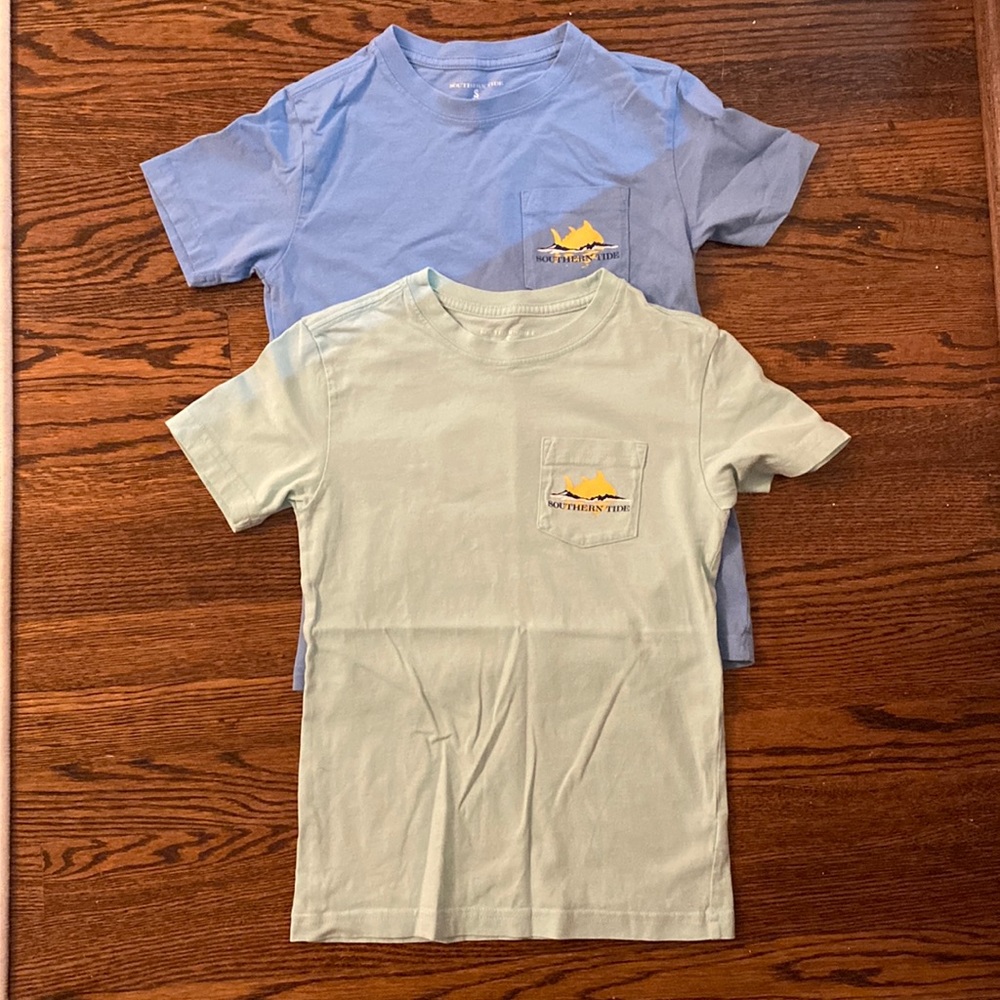 Southern Tide boys blue and green size Small (6-7) t-shirts VGUC